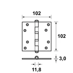 AXA Scharnier Kogellager Rechte Hoek RVS 102x102mm