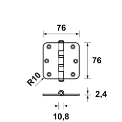AXA Scharnier Kogellager Ronde Hoek RVS 76x76mm