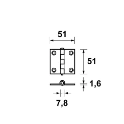 AXA Scharnier Ongelagerd Rechte Hoek Staal Topcoat 51x51mm
