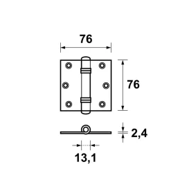 AXA Scharnier Venelite Rechte Hoek Staal Topcoat 76x76mm