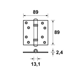 AXA Scharnier Venelite Rechte Hoek Staal Topcoat 89x89mm