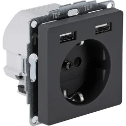Berker Q1 Inbouw Contactdoos 1-Voudig RA USB A/A Antraciet