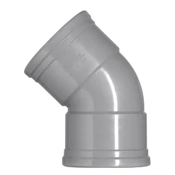 Bocht PVC 2x manchetmof Ø 125 mm 45° KOMO-keur