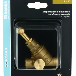 BONFIX Soldeer stopkraan 22x22 mm met aftap