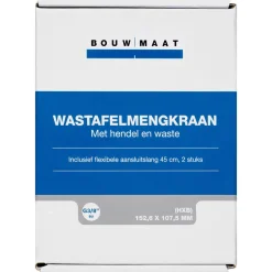 Bouwmaat wastafelmengkraan laag chroom rechte uitloop 1-greeps bediening