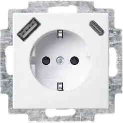 Busch-Jaeger Balance Contactdoos 1-Voudig Randaarde USB A/C Polarwit