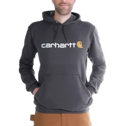 Carhartt Hoodie Signature Logo Antraciet Maat S