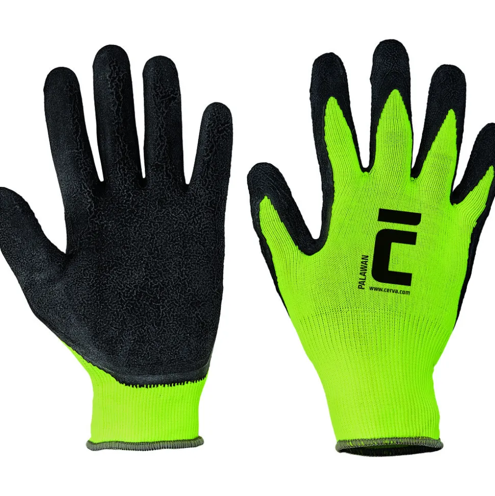 CERVA Werkhandschoenen Palawan Nylon/Latex Geel Maat 9/L 12 Paar