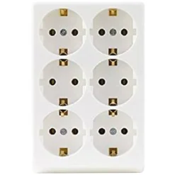 Contactdoos Opbouw 6-Voudig PolarWit Randaarde