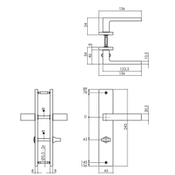 Deurkruk Hera Op Geveerd Langschild 245x45mm WC63/8mm Mat Zwart