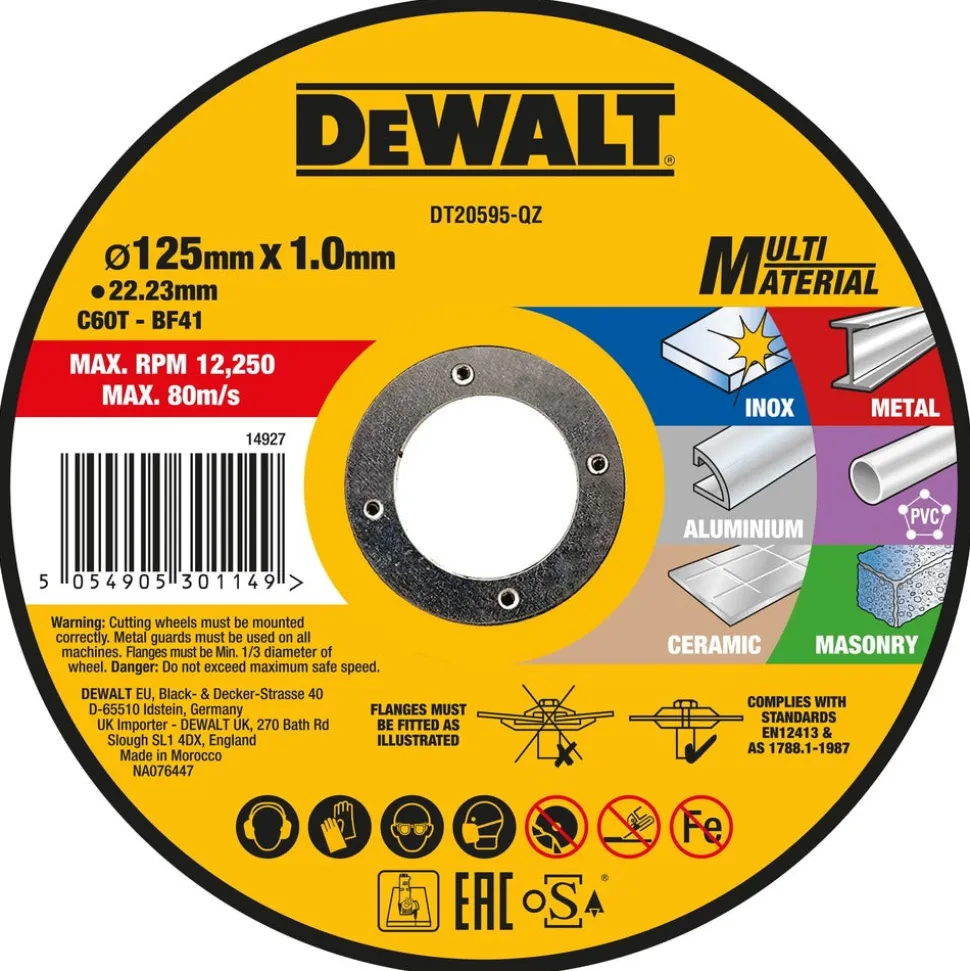 DeWALT Doorslijpschijf Multi Materiaal 125x22,2x1mm