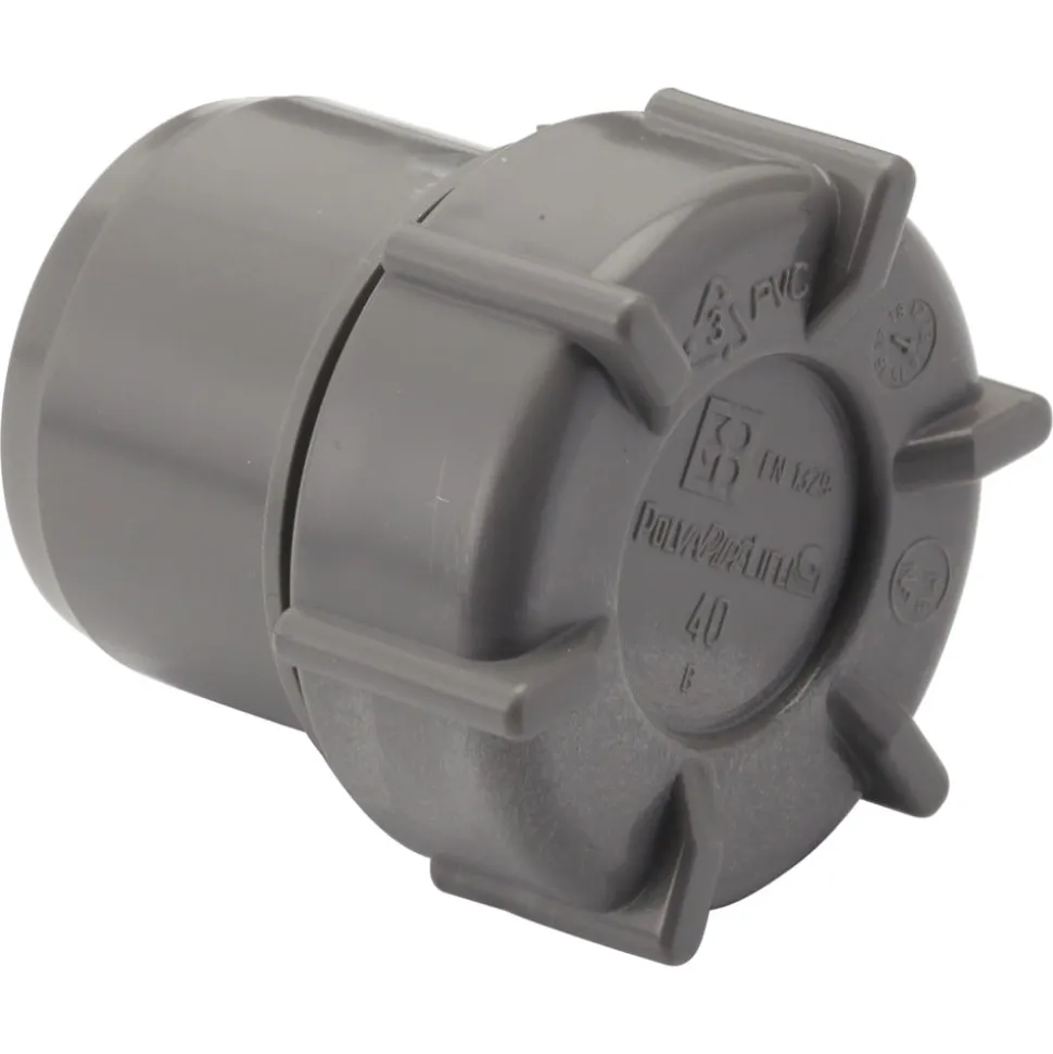 Eindstuk PVC wanddikte 3,2 mm Ø 40 mm met schroefdeksel KOMO-keur