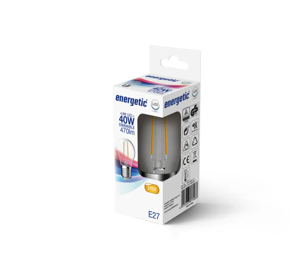 Energetic LED Lamp Kogel 40W E27 Warmwit Helder Dimbaar