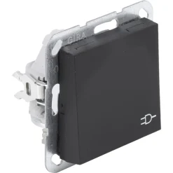 Gira Contactdoos E2 Inbouw 1-Voudig Zwart Randaarde Met Klep