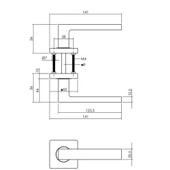 Intersteel Deurkruk Hera Op Geveerde Rozet 55x55x9,5mm +7mm Nokken Zwart