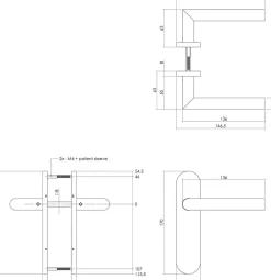 Intersteel Deurkruk Hoek 90gr. Basic Op Ovaal Schild Verdekt 170x40mm Blind RVS Geborsteld