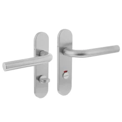Intersteel Deurkruk Recht Op Kortschild Toilet-/Badkamersluiting 63/8 RVS