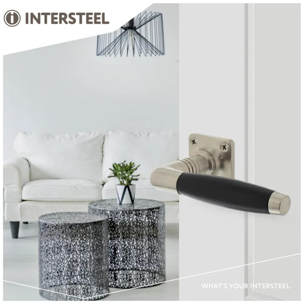 Intersteel Deurkruk Ton Basic + Vierkant Rozet Mat Nikkel Ebbenhout