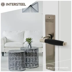 Intersteel Deurkruk Ton Basic Met Schild Rechthoekig Met Rillen 235x43mm WC 63/8mm Nikkel Mat Zwart