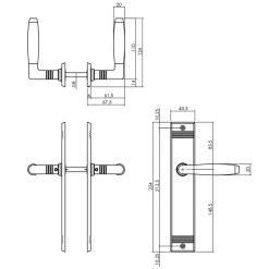 Intersteel Deurkruk Ton Basic Met Schild Rechthoekig Met Rillen 235x43mm WC 63/8mm Nikkel Mat Zwart