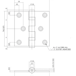 Intersteel Kogellagerscharnier Recht 3inch 76x76x25 Zwart