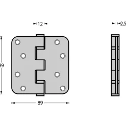 Intersteel Kogellagerscharnier Afgerond 3,5inch 89x89x2,5mm RVS Zwart