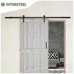 Intersteel schuifdeursysteem basic 200 cm mat zwart 100 kg