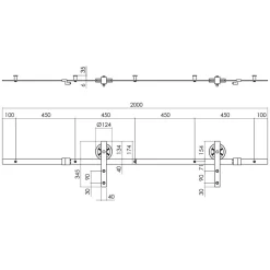 Intersteel schuifdeursysteem wheel 200 cm mat zwart 100 kg