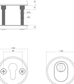 Intersteel SKG3 PC-veiligheid-Rozet diam. 60mm Met UTB Aluminium/Zwart