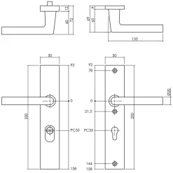 Intersteel SKG3 Veiligheidsbeslag Rechthoekig Kruk/Kruk Geveerd PC55mm Met UTB Aluminium Zwart