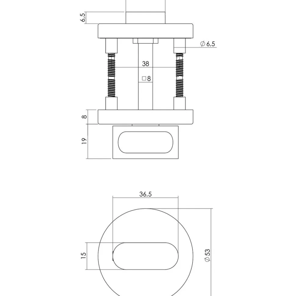 Intersteel WC-sluiting 8mm Met Metalen Onderrozet 7mm Nokken RVS
