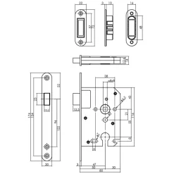 Intersteel Woningbouw Magneet Cilinder Dag- en Nachtslot 55mm Voorplaat Afgerond RVS 20x174 Doornmaat 50mm Incl. Sluitplaat/kom