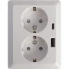 ION INDUSTRIES V1/J1 Inbouw Contactdoos 2-Voudig Randaarde USB A/C Amber Wit