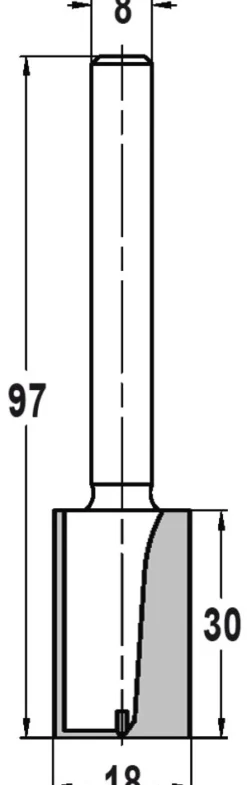 JSO-TR Groeffrees HW 18 mm, schacht 8 mm