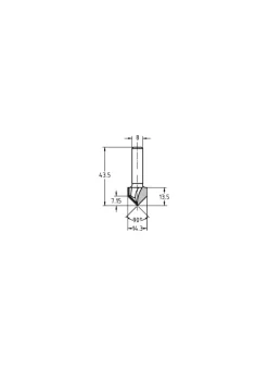 JSO-TR V-Groeffrees HW 90 graden, schacht 8 mm