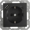 Jung A550 Inbouw Contactdoos 1-Voudig Randaarde USB A/C Mat Zwart