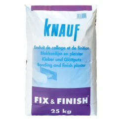 Knauf Blokkenlijm en Gipspleister Fix & Finish Wit 25kg