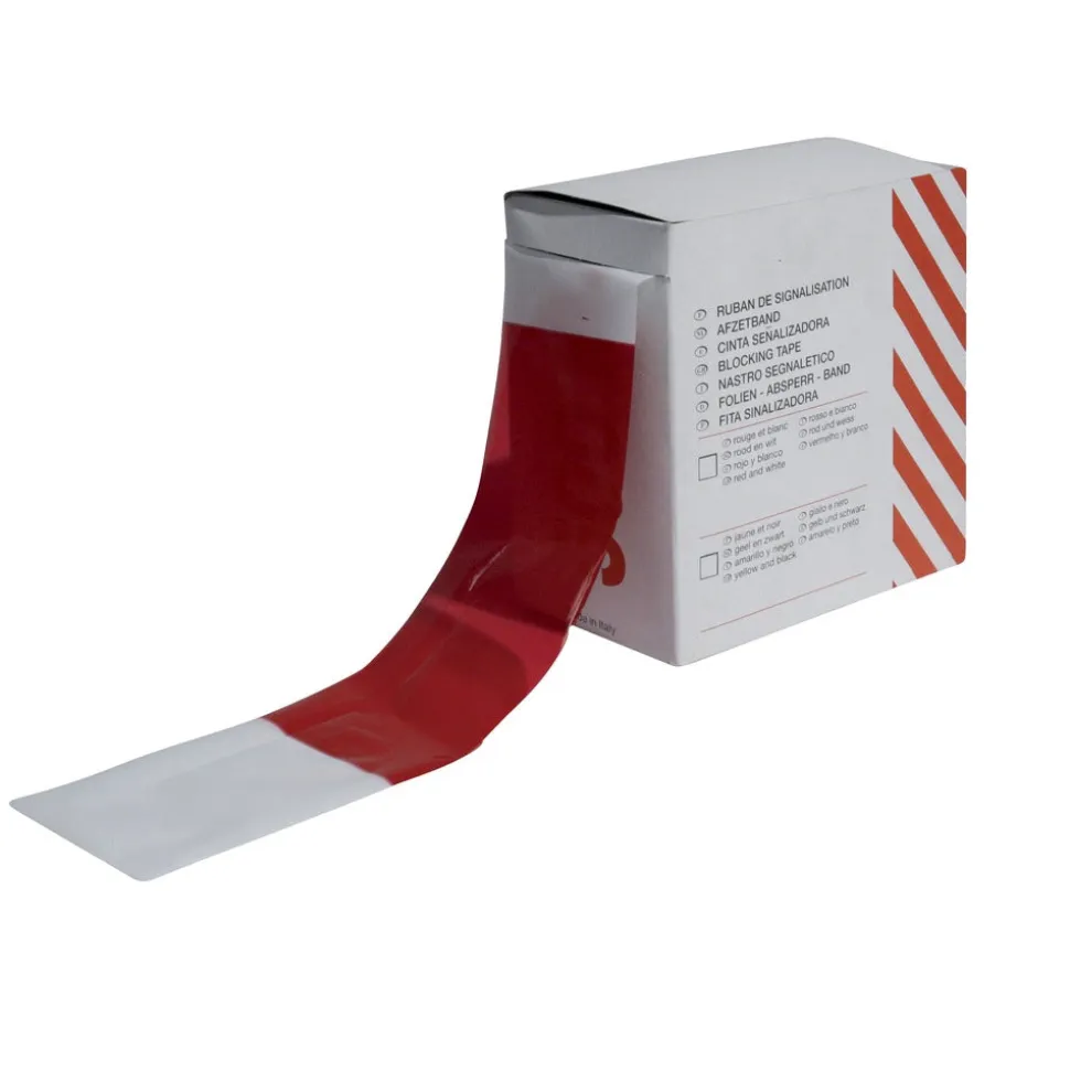 Loadlok Afzetband Polyethyleen Super Sterk Scheruvrij Rood/Wit 40 mµ 80mm x 500m