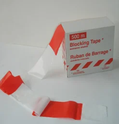 Loadlok Afzetband Polyethyleen Super Sterk Scheruvrij Rood/Wit 40 mµ 80mm x 500m