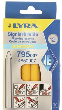 Lyra Merkkrijt Zeskant Geel 122mm 12st