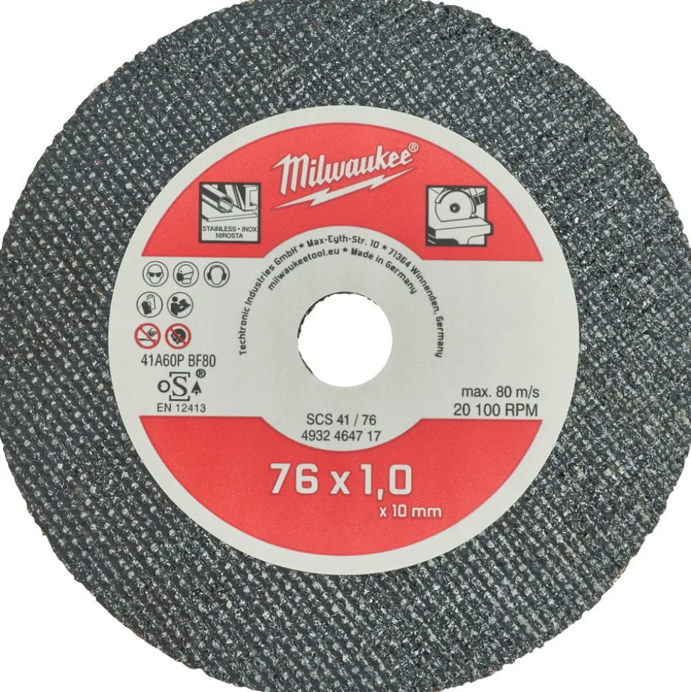 Milwaukee Doorslijpschijf Voor Metaal 76x10mm 5st