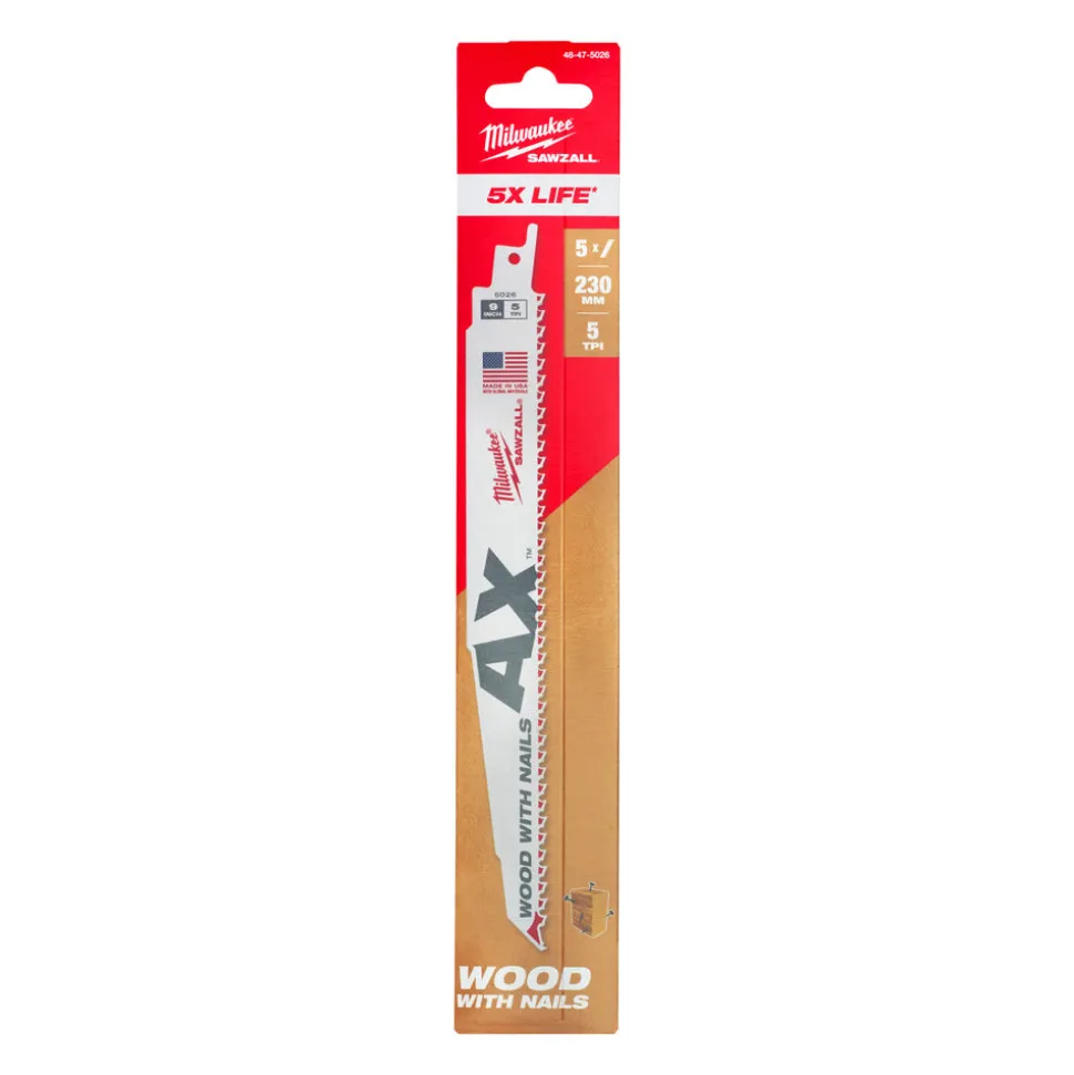 Milwaukee Reciprozaagblad Sawzall Hout AX 5-Tpi 5st