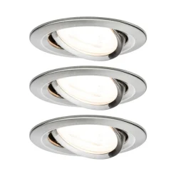 Paulmann Inbouwspot Nova Geborsteld RVS Rond 6,5W 3-Stap Dimbaar Kantelbaar 3st