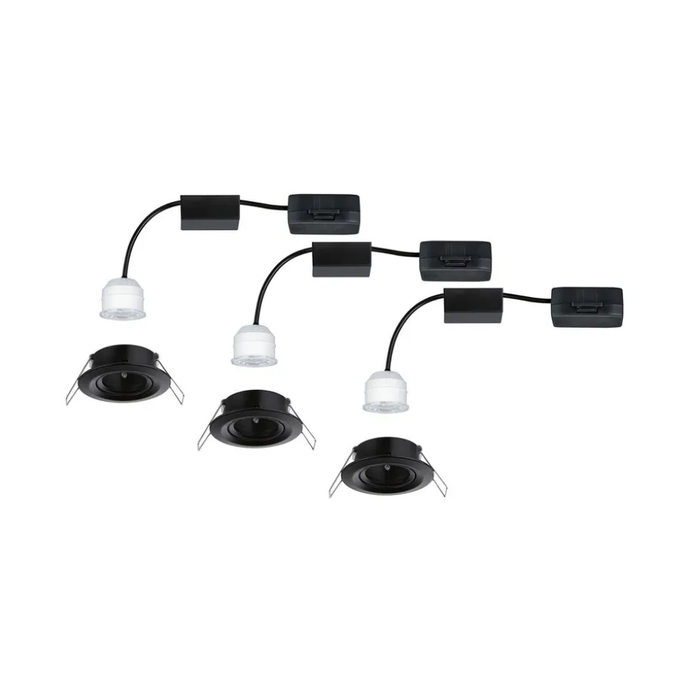 Paulmann Inbouwspot Nova Mini Mat Zwart Rond 4W Kantelbaar 3st
