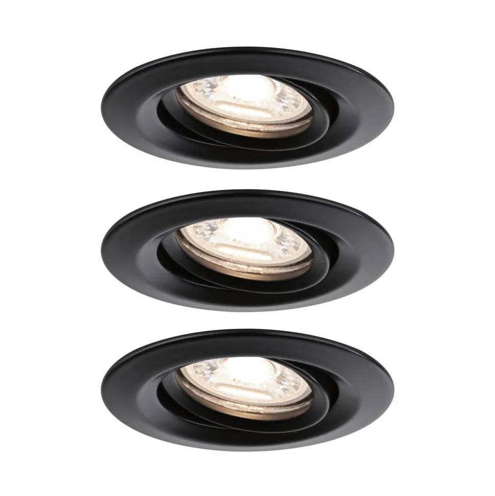 Paulmann Inbouwspot Nova Mini Mat Zwart Rond 4W Kantelbaar 3st