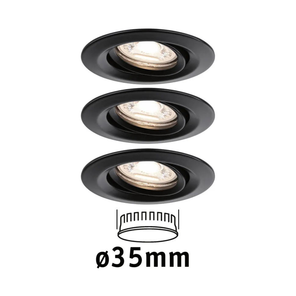Paulmann Inbouwspot Nova Mini Mat Zwart Rond 4W Kantelbaar 3st