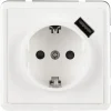 Peha Contactdoos Inbouw 1-Voudig USB2.1A Randaarde Polarwit