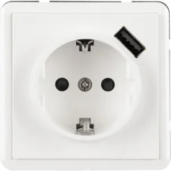 Peha Contactdoos Inbouw 1-Voudig USB2.1A Randaarde Polarwit