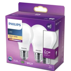 Philips LED Lamp Peer 60W E27 Warmwit Mat 2st