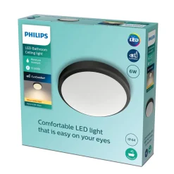 Philips Plafondlamp Doris CL257 Zwart Rond 6W IP44 Ø22cm